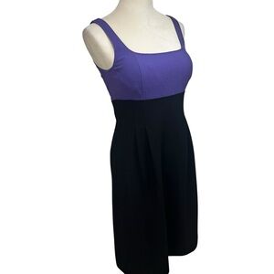 Teri Jon by Rickie Freeman Purple & Black Colorblock Wool Sheath Dress Size 4